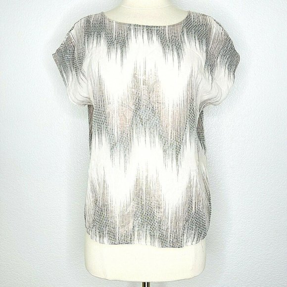 Erin Fetherston Silk Metallic Ikat Blouse Top
